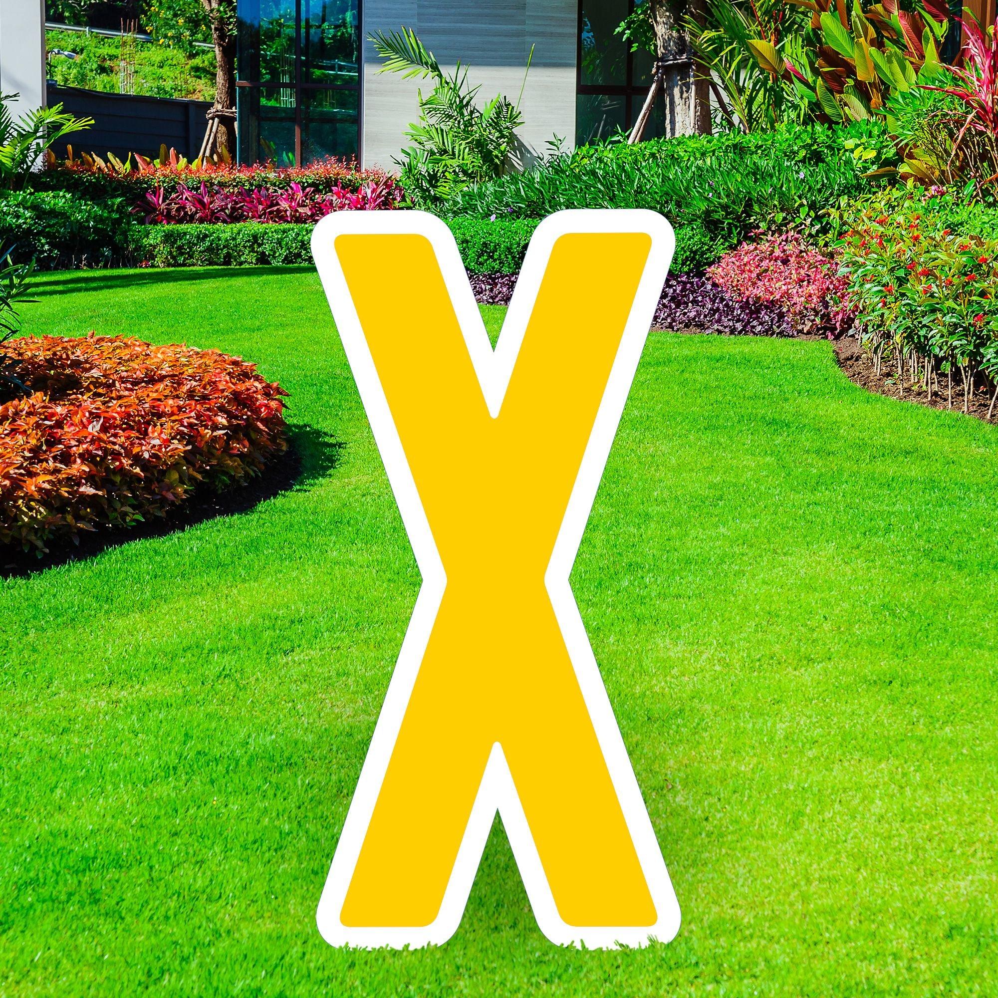 Yellow Letter (X) Corrugated Plastic Yard Sign, 30in Party City